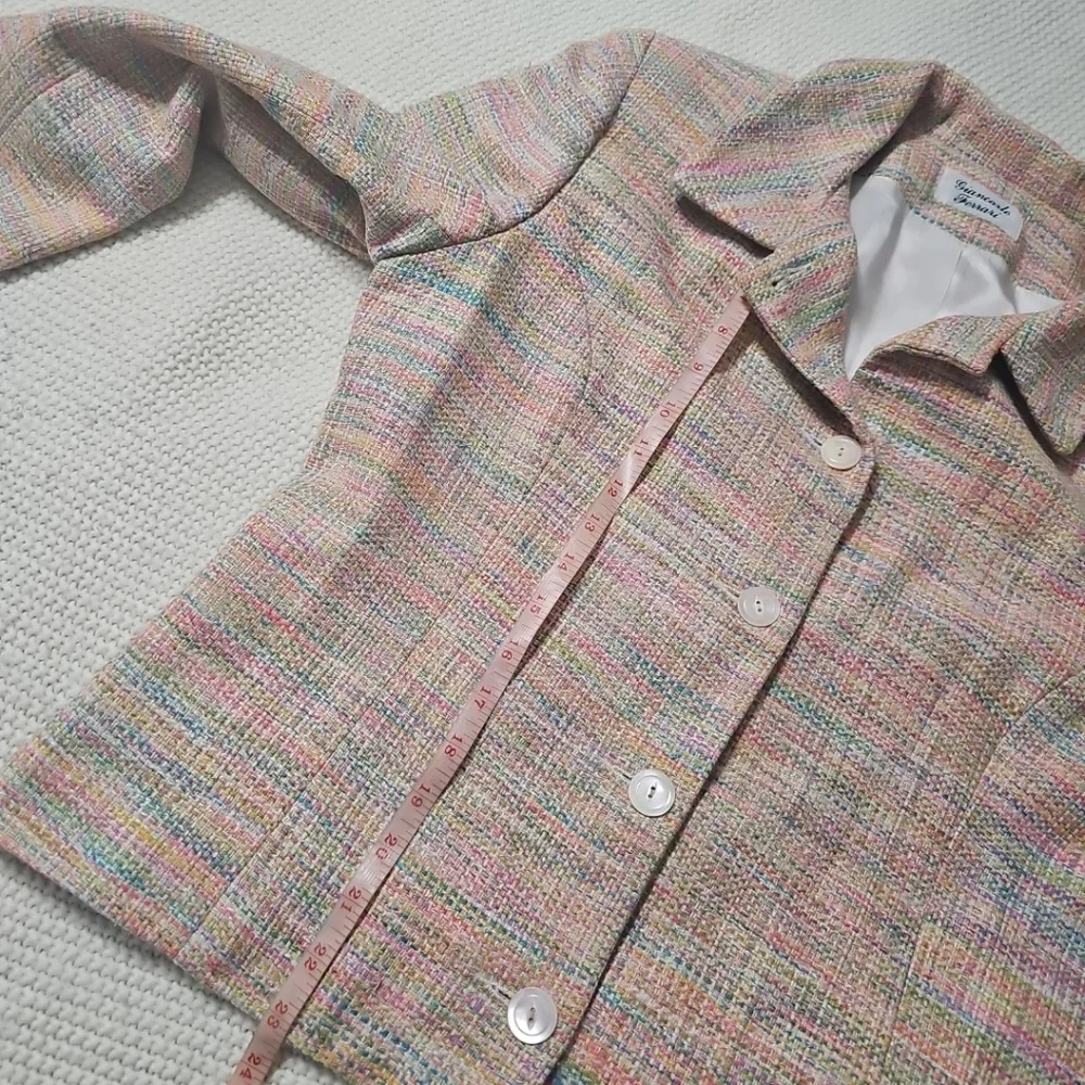 Giancarlo Ferrari Vintage‎ 100% Silk Multicolor Tweed Jacket/Blazer Womens 12